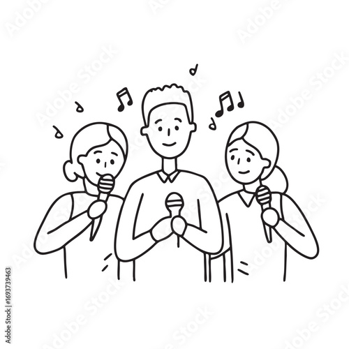 A group of singers rehearsing vocal harmonies