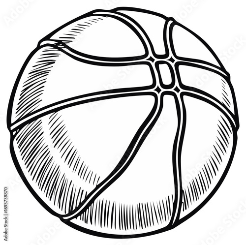 Basketball Illustration Sport Equipment Ball Hand Drawn Lines Sketch Style