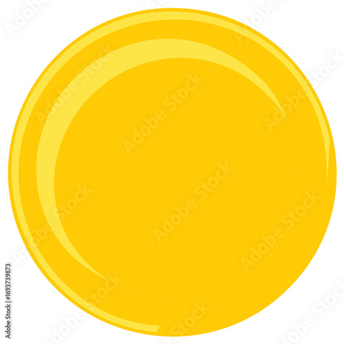 Vibrant yellow round glossy button or disc graphic illustration