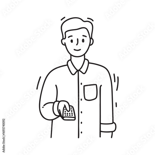 A person adjusting the volume on a remote control