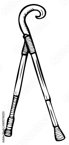 Two Egyptian Crook and Flail Symbols Crossed Vintage Line Art