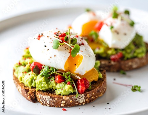 Avocado toast with poached eggs