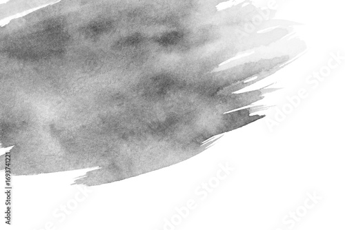 Abstract grey watercolor on white background.