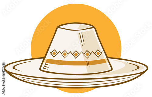 Vector illustration of traditional sombrero hat with geometric pattern