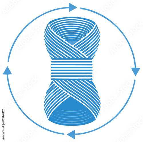 Linear Hourglass Shape With Circular Arrows Symbolizing Time Flow or Loop