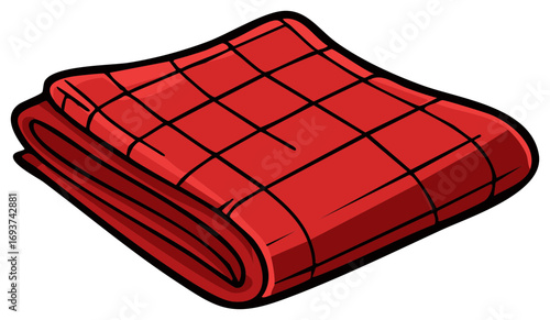 Bright Red Plaid Folded Blanket Cozy Comfort for Home and Outdoors