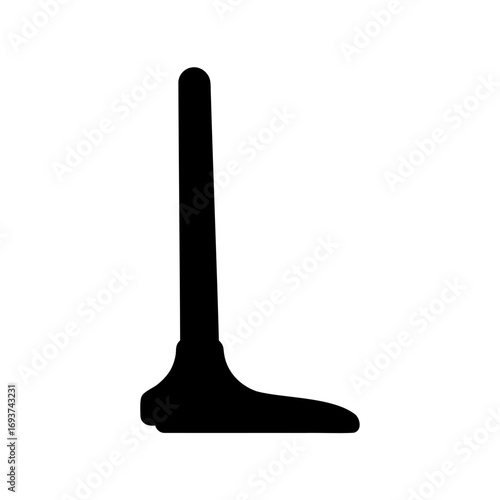 Stylized Black Silhouette of a Laryngeal Mirror on a White Background