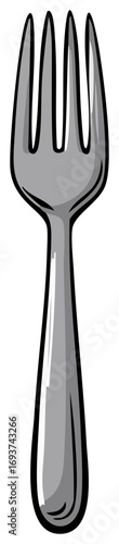 Illustration of a Metal Fork Utensil, Dining Tool, Kitchen Equipment for Cooking and Eating Meals