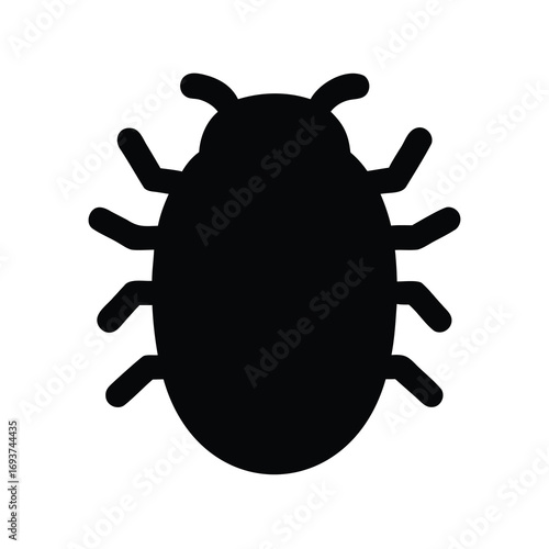 Simple black vector illustration of a pest bug on a white background