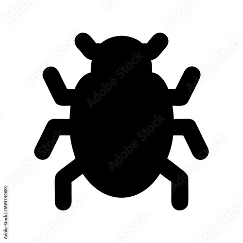 A black silhouette of a beetle on a white background illustration