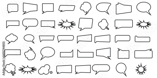 set of Speech Bubble icon collection. Speech bubble comic icon, flat  Cloud message box, speech bubbles collection. Speech bubbles isolated on white background.