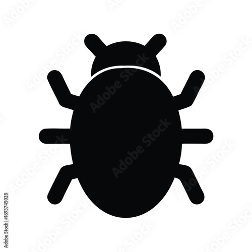 Isolated vector icon of a computer bug with antenna and legs