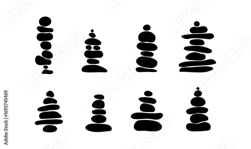 Balanced stone cairns