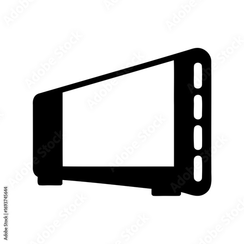 Silhouette of a vintage television set with a simple design and buttons