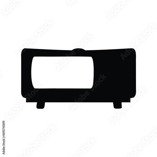 Simple Black and White Image Depicting an OldFashioned Television Silhouette
