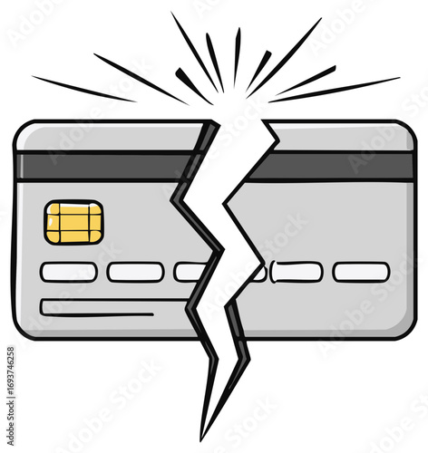 Cracked Credit Card Illustrating Financial Problems and Debt