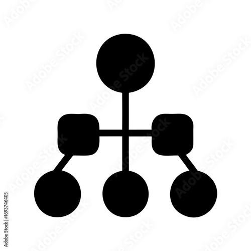 Black Hierarchical Chart Diagram Illustration showing connection between different levels