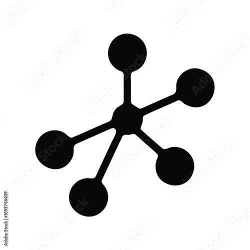 Stylized molecular structure represented by interconnected circles and lines, simple and clean