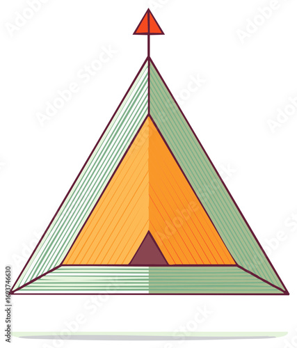 Triangle Pyramid Abstract Design with Arrow Tip in Graphic Pastel Colors