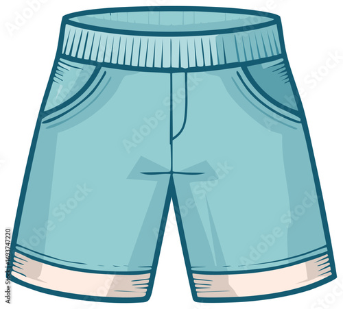 Cartoon short pants summer clothing casual style vector illustration