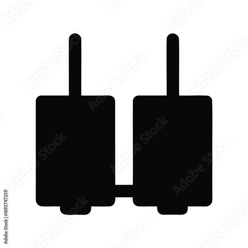 Schematic Symbol for a Tandem Pair of Variable Capacitors Isolated on White