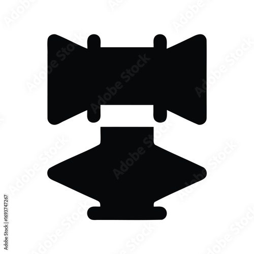 Abstract black silhouette of mechanical press or stamping machine for manufacturing
