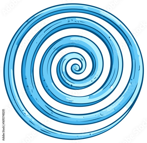 Hand Drawn Blue Spiral Illusion Whirlpool Hypnotic Swirl Circular Motion Abstract Art