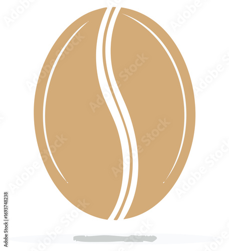 Simple brown coffee bean graphic illustration, a stylized icon for cafes and morning beverages