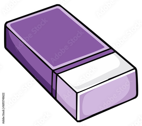 Cartoon illustration of a purple and white rectangular eraser