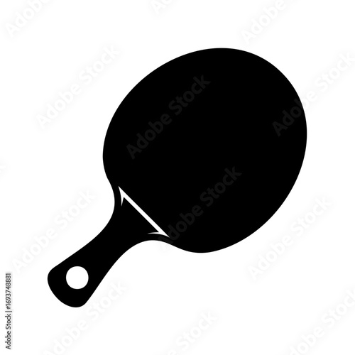 Solid black icon of a table tennis racket or ping pong paddle