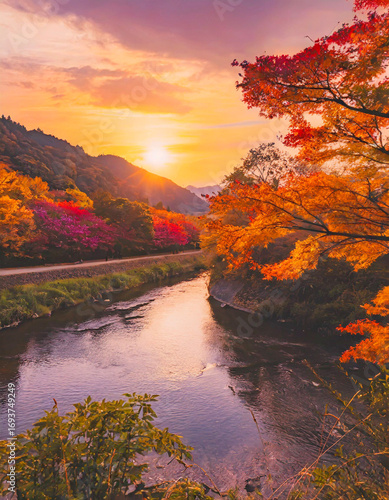 秋 紅葉 京都 日本 ai生成画像

