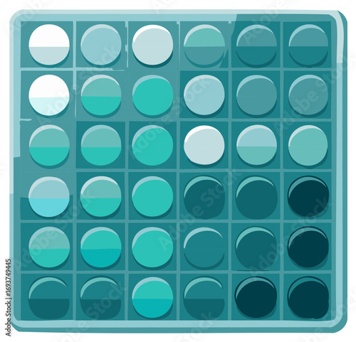 Pop bubble toy inspired geometric pattern with teal and blue gradient circles
