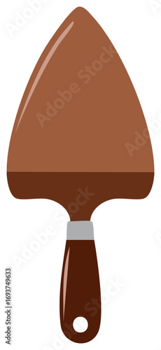 Illustration of Garden Trowel with Brown Blade Handle and Silver Connector Gardening Equipment Concept
