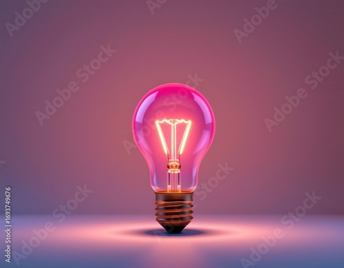Pink Illuminated Light Bulb with Halo Effect