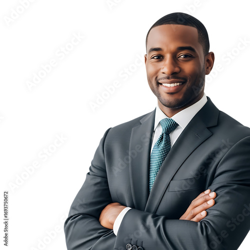 Confident businessman smiling with arms crossed professional portrait transparent background