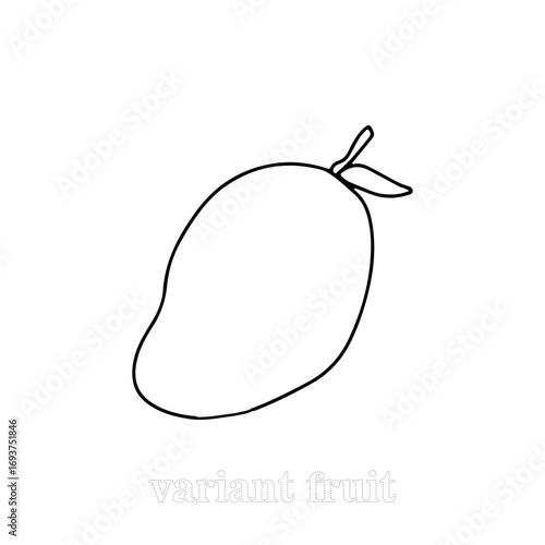 Outline coloring book for kids. theme fruits. Doodle outline various fruit collection. Cute tropical garden fruits, berries. Abstract Healthy food sketch black and white illustration.