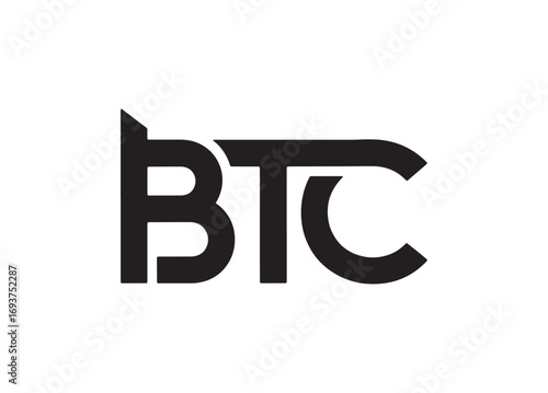 Modern btc logo minimalist typography design abstract digital art