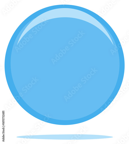 Light Blue Round Icon with Shadow for Apps and Websites A versatile glossy circular design element ideal for buttons, interfaces, and graphical representations