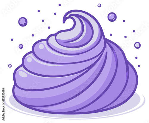 Swirl of Lavender Whipped Cream with Bubbles