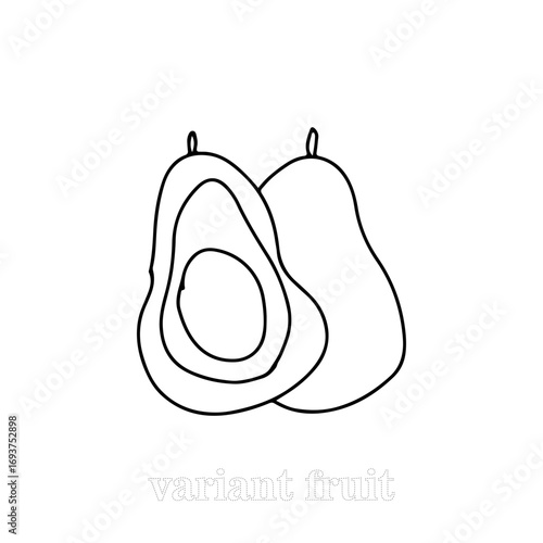 Outline coloring book for kids. theme fruits. Doodle outline various fruit collection. Cute tropical garden fruits, berries. Abstract Healthy food sketch black and white illustration.