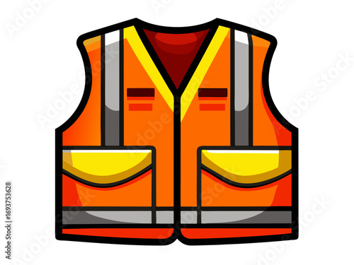 A high-quality vector illustration of a reflective safety vest, road safety vest icon set, isolated on a white background