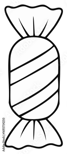 Single Wrapped Candy Illustration with Swirls and Twisted Ends