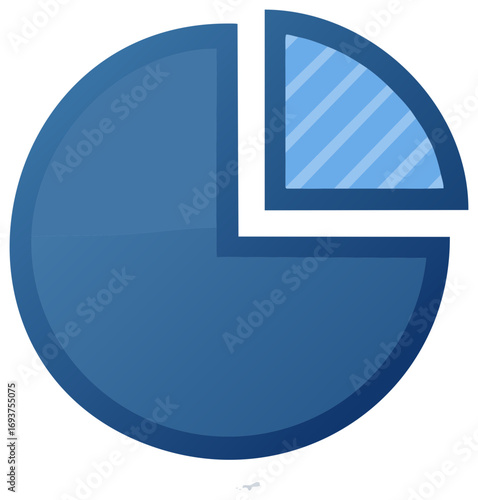 Blue Pie Chart Illustration Showing Data Segments and Statistics Report Analysis