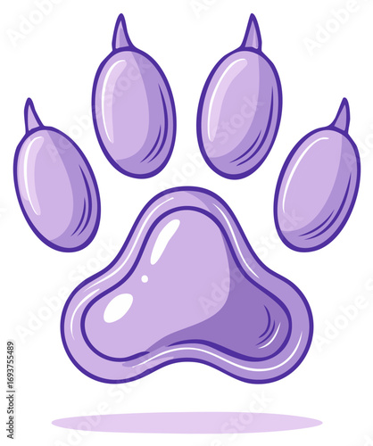 Cartoon Paw Print Illustration, Domestic Animal Footprint, Purple Animal Claw