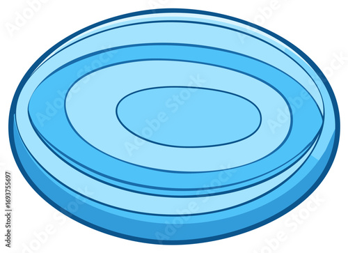 Light Blue Flying Disc Cartoon Illustration for Summer Recreation and Outdoor Games