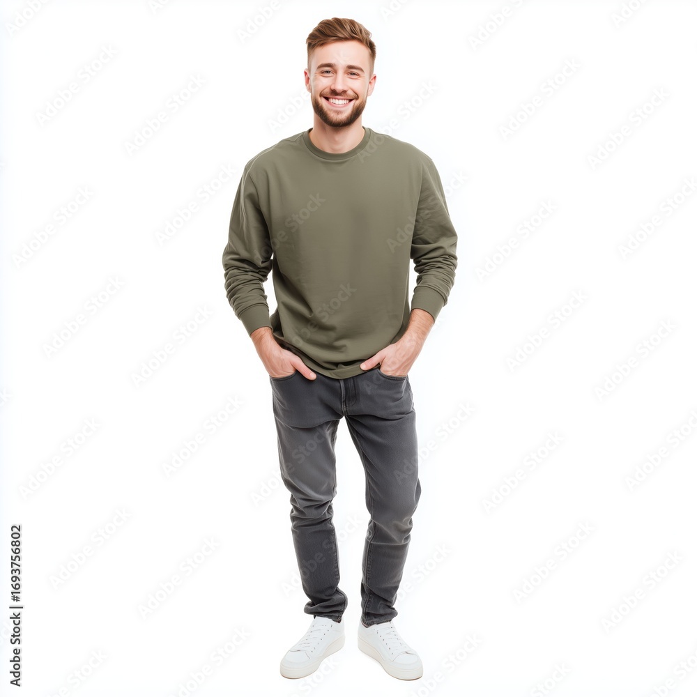 Fototapeta premium Stylish Man in Casual Outfit , white background cut out PNG