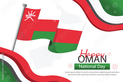Oman national day banners illustration with country flag