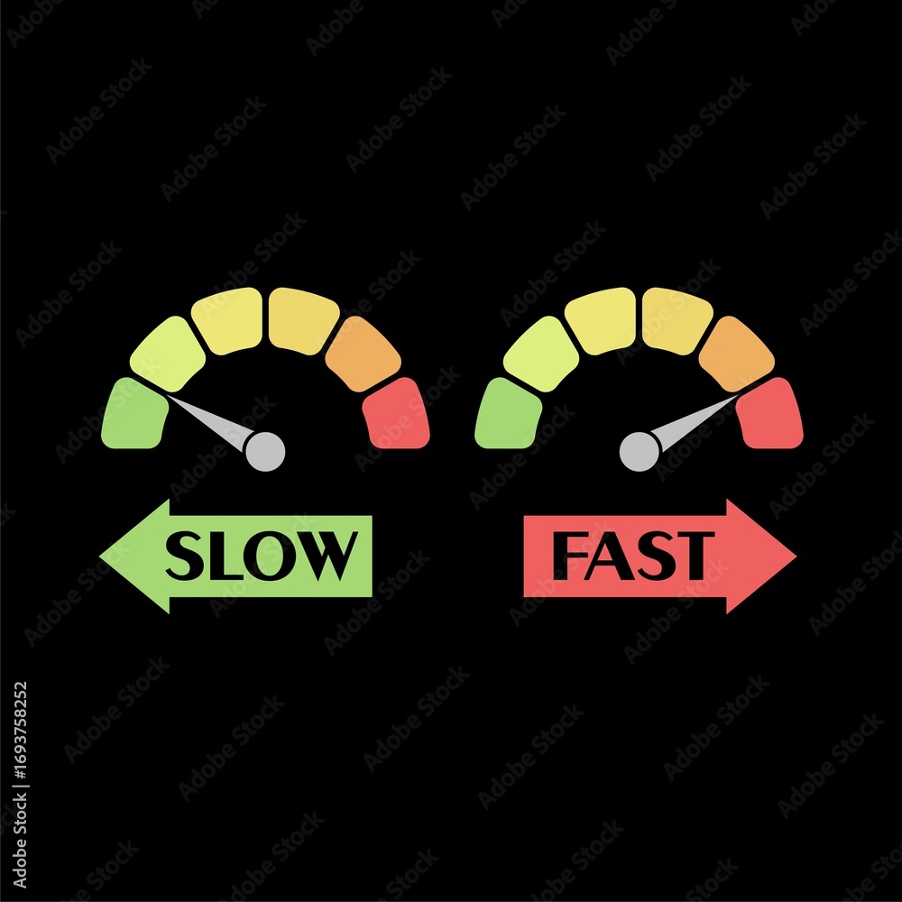 © sljubisa - Speedometer Slow and fast speed icon isolated on black background © sljubisa - Speedometer Slow and fast speed icon isolated on black background