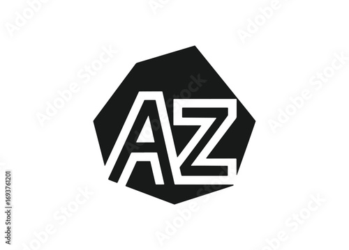 Modern geometric az monogram logo design abstract shapes bold letters branding identity