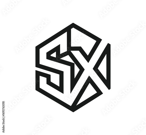 Modern sx hexagonal logo design abstract geometric symbol modern brand identity